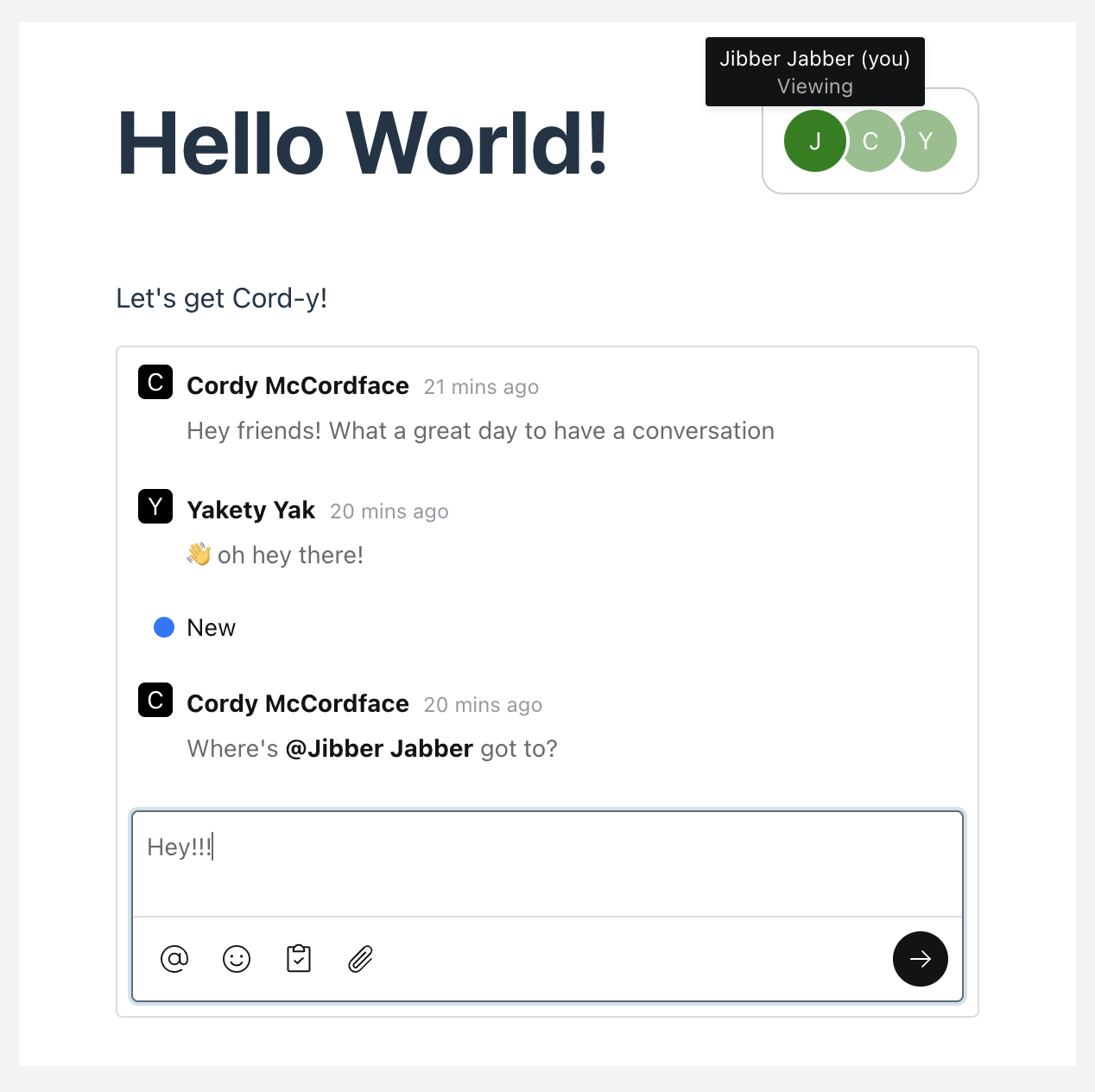 Screenshot of Cord with multiple users having a conversation